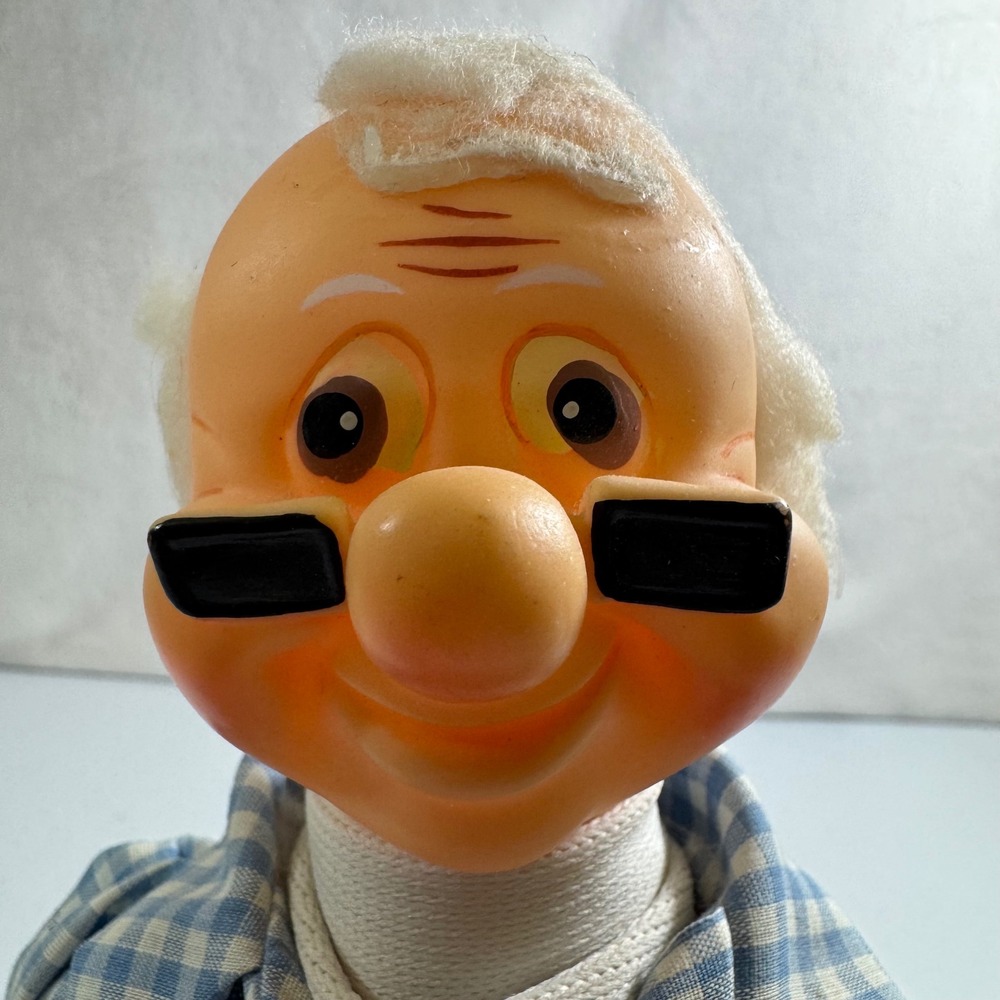 VTG 1:12 scale‎ dollhouse miniature grandfather Plaid Striped Overalls glasses - Picture 2 of 6